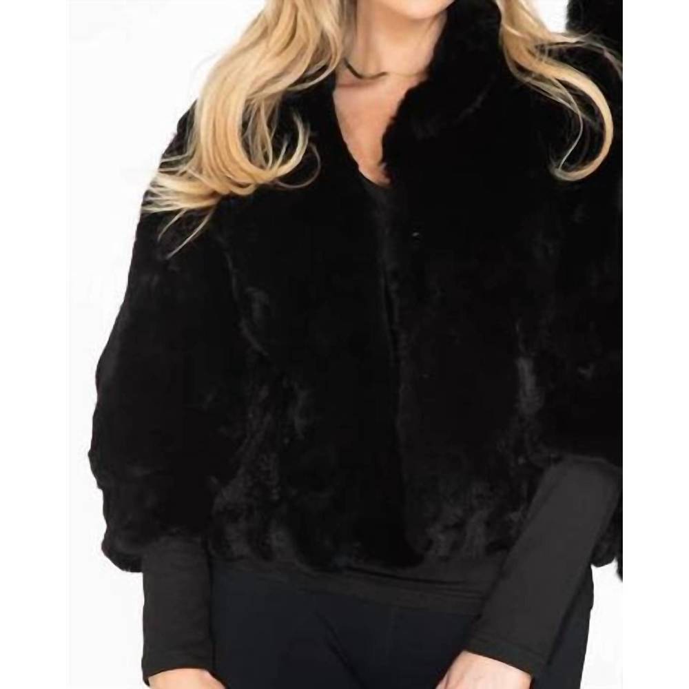 NEW EUROPA rex rabbit fur jacket in black